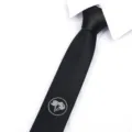 Corbata negra estrecha con cremallera para hombre y mujer, elegante corbata de 5cm con bordado. - Estilo Anudado a Mano Bordado Diente de León / 5cm / Negro