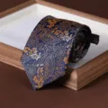 Classic blue paisley pattern men's business zipper necktie for formal wedding wear. - Zipper Style / 8cm / Royal Family