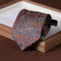 Men's business formal paisley zipper tie, 8cm wide ready-made necktie for professional office wear. - Zipper Style / 8cm / Lucky Cloud Phoenix