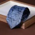 Blue paisley zipper necktie for men, formal business suit pre-tied tie, 8cm wide stylish neckwear. - Zipper Style / 8cm / New Blue Paisley