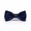 Heren donkerblauwe gladde satijnen vlinderdas, formeel accessoire voor bruiloften en pakken. - Marineblauw Glanzend