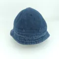 Kids casual denim bucket hat, solid color washed cotton basin hat for spring autumn sun protection. - 48cm Hat Circumference / Dark Blue