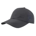 Quick-drying lightweight baseball cap detail showing breathable fabric and geometric side panel. - Dark Gray