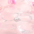 Zartes Kirschblüten Katzen Armband für Damen, süßer Stil silberne Kette Schmuck. - S769 Silber Armband
