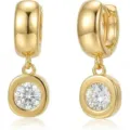 Vergoldete Creolen mit funkelndem runden Zirkon-Anhänger im minimalistischen Luxus-Stil. - ER961 Quadrat Gold