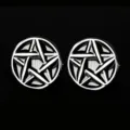 Hommes cool argenté pentagramme boucles d'oreilles gothique punk bijoux accessoires - Boucles d'Oreilles Étoile Pentagramme (ED206)
