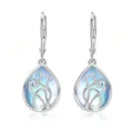 Silberne Ohrringe mit blauem Stein und Katzen-Design, elegante Modeschmuck für Damen. - Wassertropfen Streifen Stil (ER980)