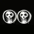 Boucles d'oreilles clous tête de mort gothique homme punk rock acier inoxydable piercing rond. - Boucles d'Oreilles Rond Crâne (ED208)