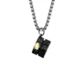 Men's vintage hip-hop style black block pendant necklace with bold chain for daily wear. - X1373 With Bead Chain
