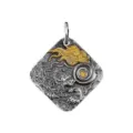 Vintage silver dragon pendant detail, retro ethnic style necklace accessory for men. - Pendant Only (Without Chain) (X1355)