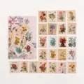 Vintage Blumen Briefmarken Sticker Pack botanische dekorative DIY Basteln Set Briefpapier - Geheimer Garten / 45 Stück