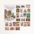 Vintage Briefmarken dekorative Aufkleber Set Retro Scrapbook DIY Schreibwaren Packung - Weltarchitektur / 45 Stück