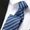 Blue striped tie detail close-up, premium woven fabric texture for business formal wear. - 8cm A02 Zipper