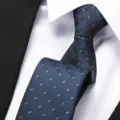 Men's business dark blue plaid pattern tie detail, premium formal necktie for wedding suit. - 8cm A018 Zipper