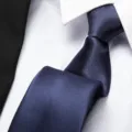 Close-up detail of a classic navy blue business tie with fine texture and elegant knot. - 8cm Navy Smooth Zipper