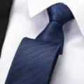 Blue striped necktie detail showcasing fine fabric texture and classic business style. - 8cm Blue Bold Stripe Zipper