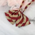 JK uniform red gold striped bow tie ribbon college style shirt accessory sailor suit - Red Yellow Striped Ribbon Bow