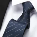 Blue business necktie with geometric dashed line pattern, premium fabric for formal wear. - 8cm Blue Meteor Zipper