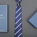 Blue striped tie detail showing fine fabric texture and elegant business style packaging box. - 8cm Blue Stripe Zipper (Long Gift Box)
