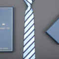 Blue striped zipper necktie for men business formal wear with elegant gift box detail view. - 8cm Cool Blue Stripe Zipper (Long Gift Box)