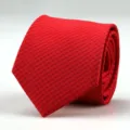 Detailed close-up of a red checkered men's woven tie, showing fine texture and clean rolled shape. - D15 Fine Plaid Style