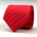 Red striped tie detail shot, showing fine textured fabric and classic wedding formal design. - D18 Striped Style