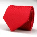 Red silk texture men business formal necktie wedding groom suit neckwear elegant design - D19 Geometric Style