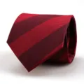 Detailed shot of a classic red and dark red striped men's business necktie for formal suits. - H001 Striped Style