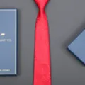 Red patterned formal necktie with gift box, perfect for business and wedding wear. - 8cm D01 Red Pattern Zipper (Long Gift Box)