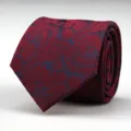 Red men's business formal tie with classic paisley pattern, perfect for wedding and work suits. - Red Blue Paisley Style