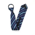 Blue striped pre-tied zip necktie, narrow design for business suit and formal daily wear. - Zipper Style / Versatile Blue Stripe