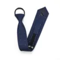 Men's navy blue zipper necktie, 6cm narrow lazy tie for formal business and wedding wear. - Zipper Style / Waved White Dots