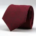Red men's business formal necktie with abstract black pattern, fine fabric detail shot. - Wine Red Plaid