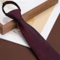Men vintage zippered necktie red and blue leaf pattern wedding business formal tie - 8cm Red Blue Feather Pattern Zipper Style