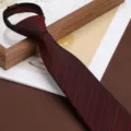 Men's business retro zipper tie, wine red British striped formal wedding necktie. - 8cm Crimson Shadow Zipper Style