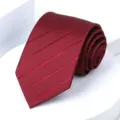 Classic red striped men's necktie for business professional wear and formal wedding events. - 8cm Wine Red Twill Self-tie