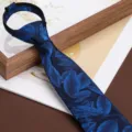 Men's blue floral zipper necktie business formal wear wedding groom stylish 8cm tie - 8cm Dream Nebula Zipper Style