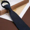 Men's Business Retro Zipper Necktie 8cm Floral Jacquard Dark Blue Formal Neck Tie - 8cm Cyan Mist Hidden Flower Zipper Style