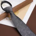 Men's stylish gray textured zipper tie, easy-wear business British retro necktie item. - 8cm Fog Weave Trace Zipper Style