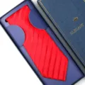 Red striped necktie for men formal wear wedding business tie with elegant gift box - Zipper Style / Long Box / Red