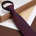 Men's business retro zipper tie, wine red shimmery pattern, formal wedding groom necktie 8cm. - 8cm Star Weave Burgundy Zipper Style