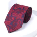 Men's Red Blue Paisley Woven Silk Tie Formal Business Wedding Necktie Accessory New - 8cm Red Blue Paisley Self-tie