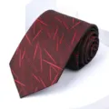 Burgundy men's formal necktie with red abstract line pattern for business and wedding. - 8cm Wine Red Pattern Self-tie