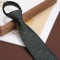 Men's zipper necktie, retro British herringbone pattern, dark green business formal wear. - 8cm Soft Cloud Dark Green Zipper Style