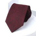 Burgundy textured men's necktie for formal business, wedding, and professional wear. - 8cm Wine Red Plaid Self-tie
