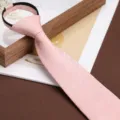 Men's pink zipper tie business formal retro wedding British pattern necktie width 8cm. - 8cm Soft Cloud Light Pink Zipper Style