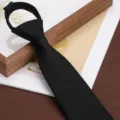 Black zipper tie for men business wedding formal wear convenient pre-tied necktie 8cm - 8cm Soft Cloud Black Zipper Style