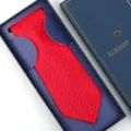 Classic red textured necktie for men with elegant gift box, perfect for formal business and weddings. - Zipper Style / Long Box / Red Textured