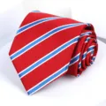 Men's Classic Red and Blue Striped Necktie Formal Business Wedding Neck Wear Accessories - 8cm H004 Self-tie