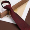 Classic men's zip tie in rich burgundy red with elegant woven texture for business attire. - 8cm Soft Cloud Burgundy Zipper Style